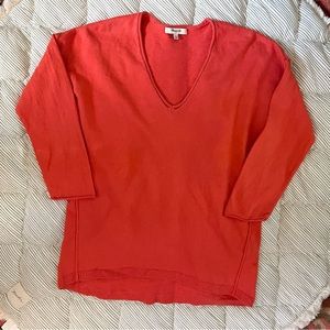 Madewell Coral V Neck Rolled Hem Womens Sweater Size Small